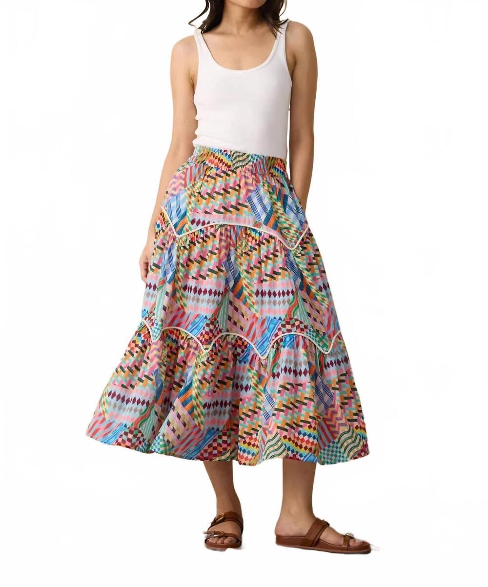 NEW RUJUTA SHETH moss midi skirt in patchwork print